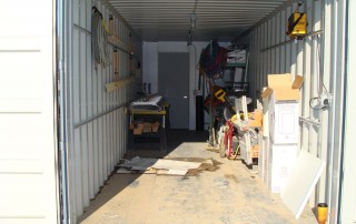Inside construction shipping container