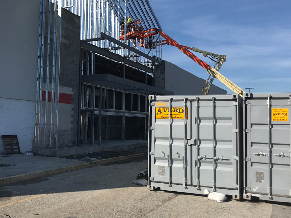 Image of A-Verdi storage containers at a construction site