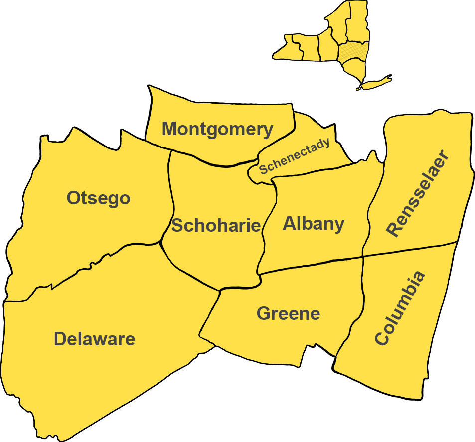 Central New York including Syracuse, Binghamton, Ithaca, Oswego, Cortland, Fulton and Auburn